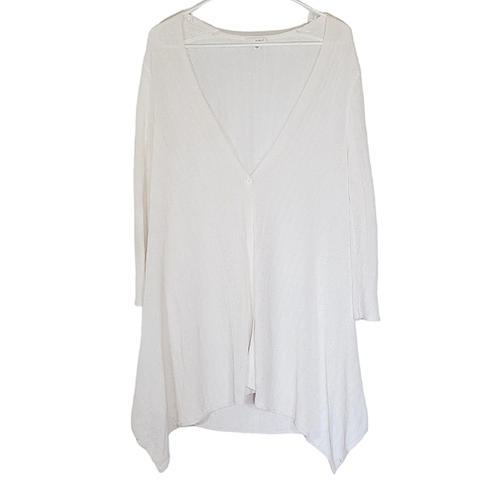 7444 * J. Jill Pure Jill Linen Blend Duster Cardigan White Size S